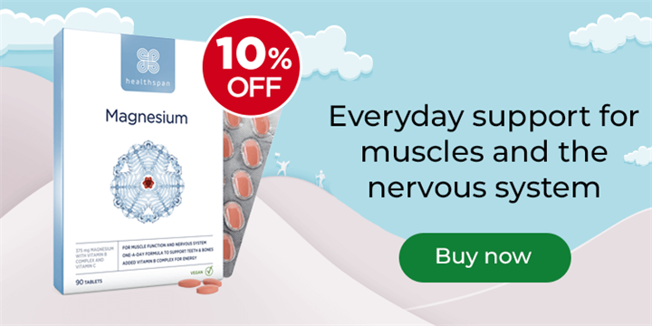 Magnesium - 10% off. Everyday support for muscles and the nervous system. Buy now