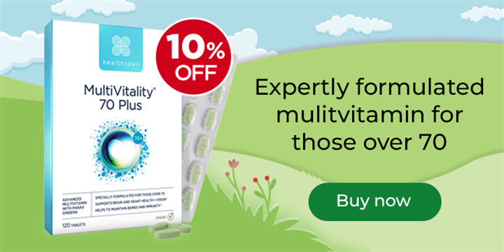 Multivitality 70 Plus. 10% Off. Expertly formulated multivitamin for those over 70. Buy now