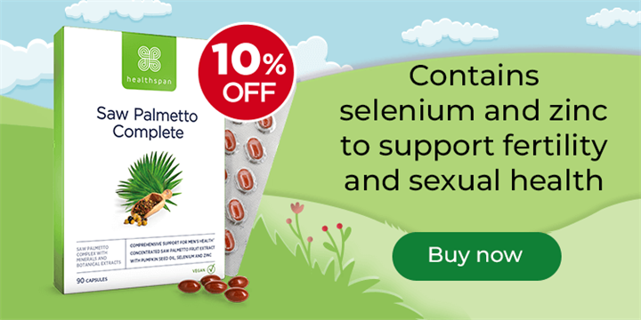 Saw Palmetto Complete - 10% off. Contains selenium and zinc to support fertility and sexual health. Buy now.