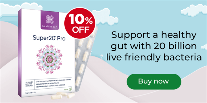 Super20 Pro - 10% off. Support a healthy gut with 20 billion live friendly bacteria. Buy now.