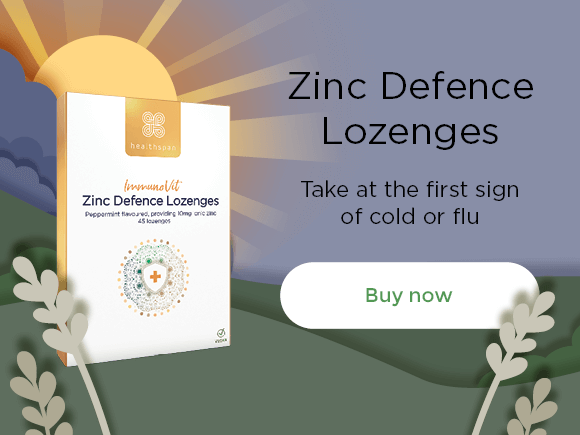 Zinc Defence Lozenges: take at the first sign of cold or flu