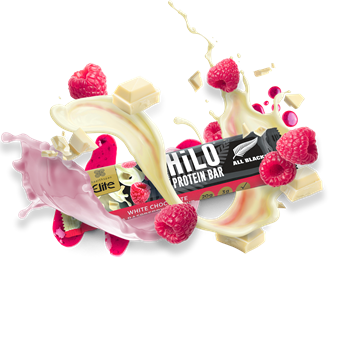 Elite All Blacks Plant−Based HiLo® Protein Bar − White Chocolate Raspberry Flavour